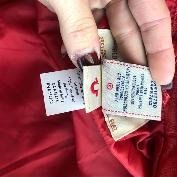 Red True Religion Lamb Leather Jacket size XS - Picture 15 of 16